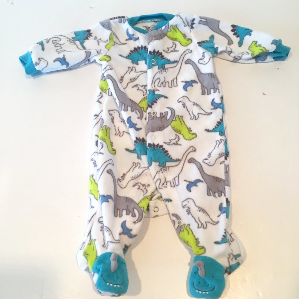 Carter's Just One You baby boy's 3 mos dinosaur one piece fleece sleeper w/snaps
